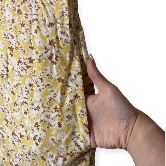 Abercrombie & Fitch Yellow Floral Mini Dress with Pockets Sz Small Sundress - Picture 9 of 15